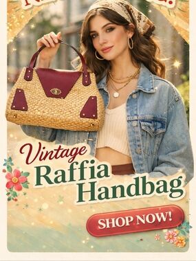 Vintage Raffia‎   Roomy Satchel Handbag